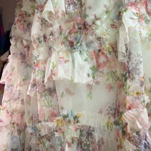 Romantic Floral Print Layered Tulle Skirt - Picture 10 of 11